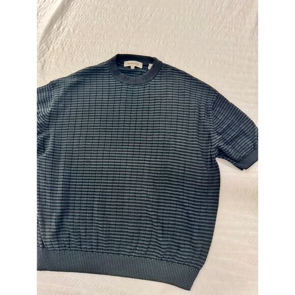 Pronto Uomo Black Knit Striped T-Shirt Men’s XL Elevated Basics Quiet Luxury 90s - Picture 4 of 11